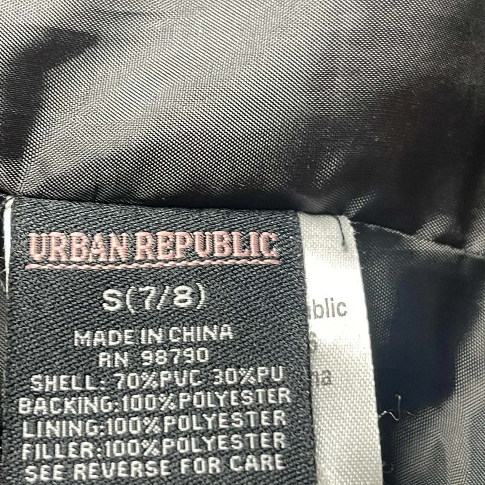 Urban Republic Girls Faux Black Leather Moto Jacket Size S 7/8 - Picture 7 of 13